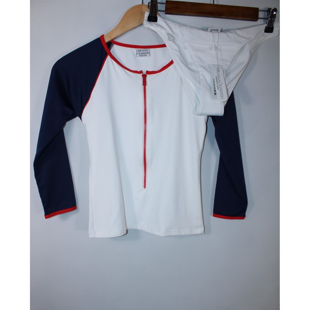 Melissa Odabash Sports Luxe Women's Size 6 Set of Pacific Red White Blue Bikini
